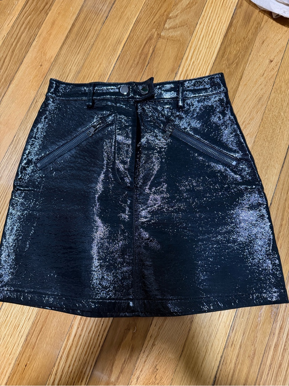 I.AM.GIA Black A-Line Mini Skirt with Zipper Pockets